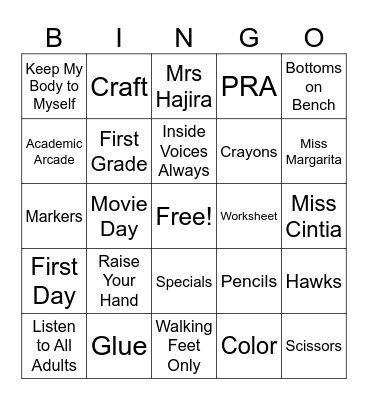 1st Day of Academic Arcade! Bingo Card