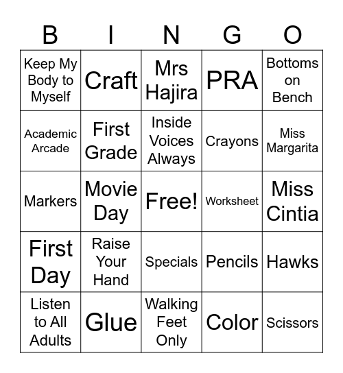 1st Day of Academic Arcade! Bingo Card