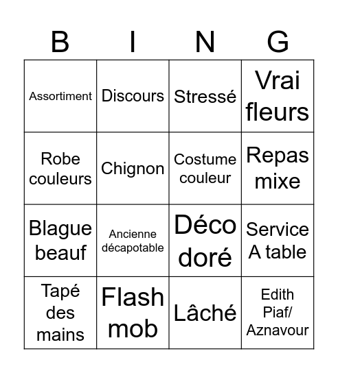 Marriage Alyssa Bingo Card