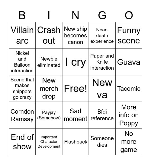 Inanimate Insanity IV 6 Bingo Card