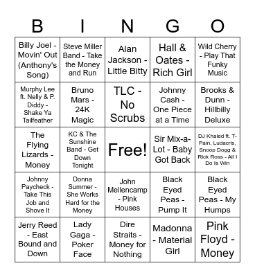 Money talks bingo Card