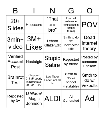TikTok Bingo 2025 Edition Bingo Card