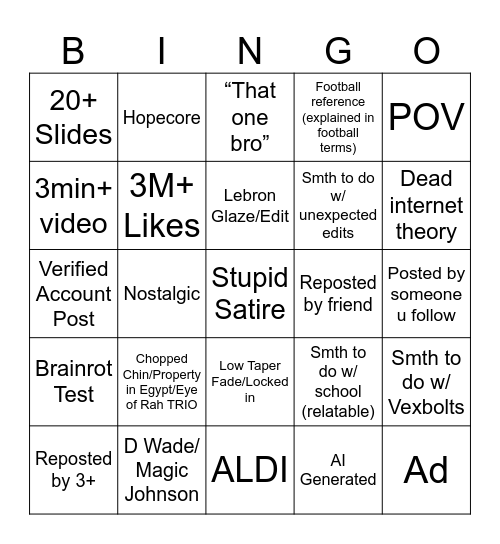 TikTok Bingo 2025 Edition Bingo Card