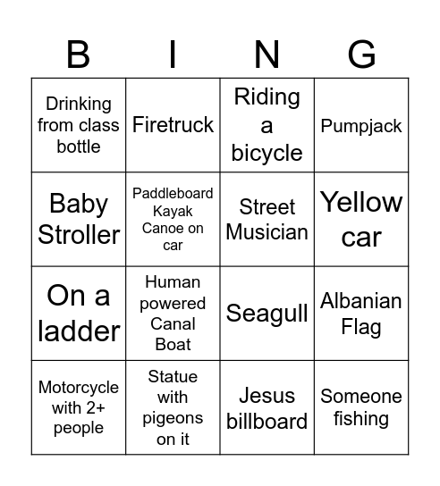 geoguessr Bingo Card