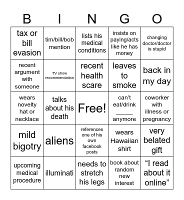 Dad Bingo Card