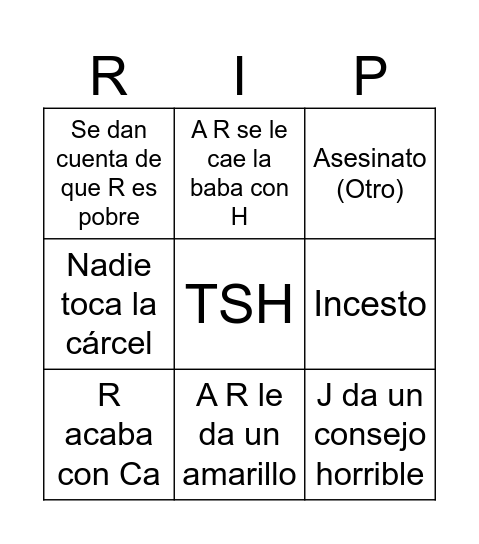 The Secret History - Book II Bingo Card