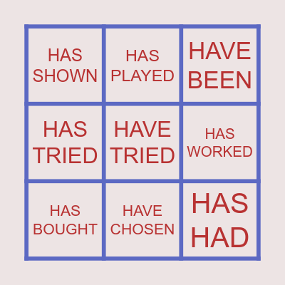 PAST PARTICIPLE VERBS Bingo Card
