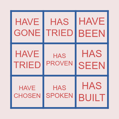PAST PARTICIPLE VERBS Bingo Card