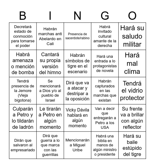 Bingo de la posesión del abelardo Bingo Card