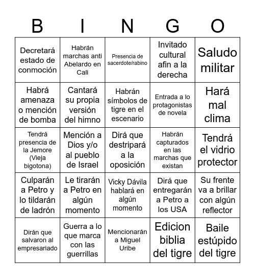 Bingo de la posesión del abelardo Bingo Card