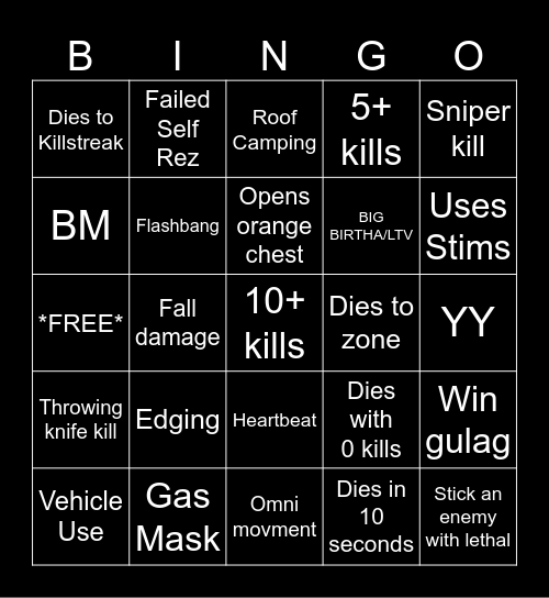 D3LTA's Warzone Bingo Card