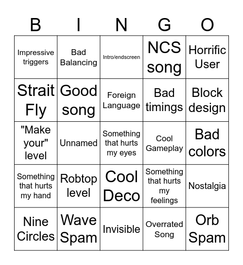 Recent Tab Bingo Card
