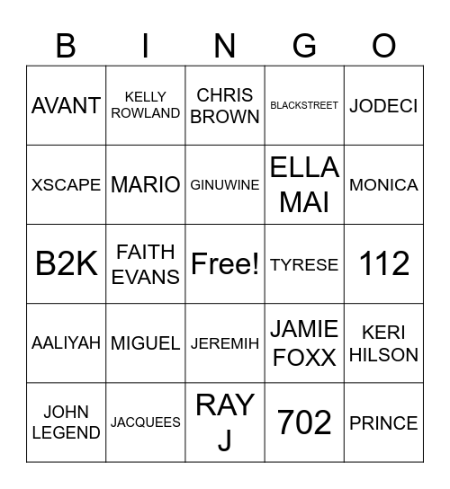 ROBIN'S BINGO CARDS Bingo Card