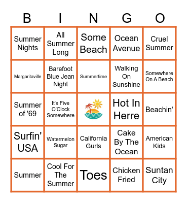 SUMMER (pt. 2) Bingo Card
