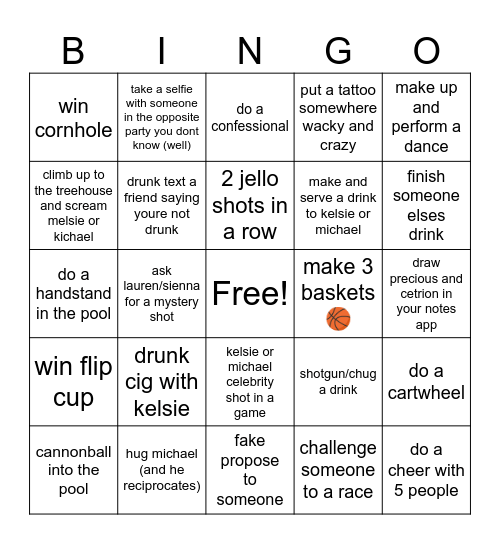 kelsie michael bingooo Bingo Card
