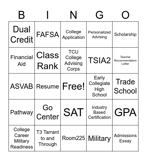 Go Center Bingo Card