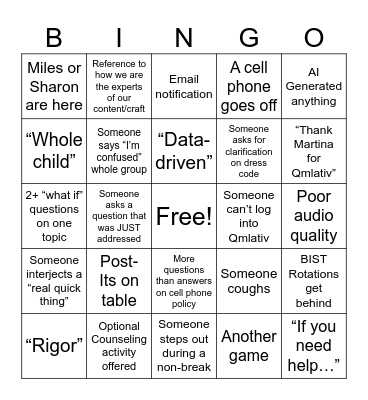PD BINGO Day 2 Bingo Card