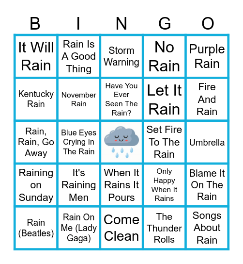 RAIN Bingo Card
