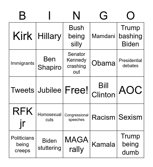 Politics Out of Context Bingo Card