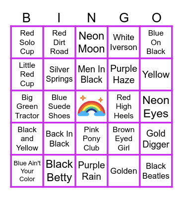 COLORS Bingo Card