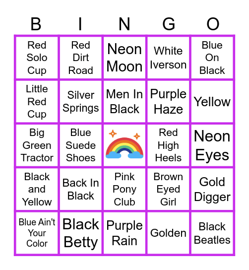 COLORS Bingo Card