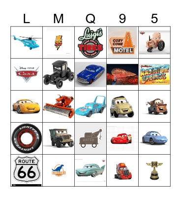 Julina Eve's Cars BINGO Card