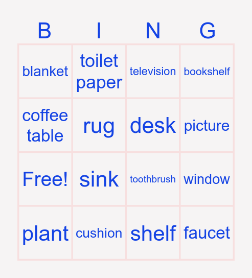 At Home Bingo Card