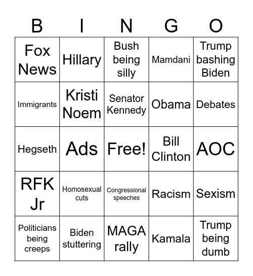 Politics out of Context Bingo Card