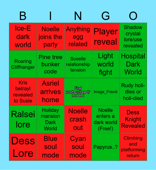 Deltarune chapter 6 bingo Card