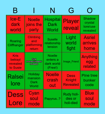 Deltarune chapter 6 bingo Card