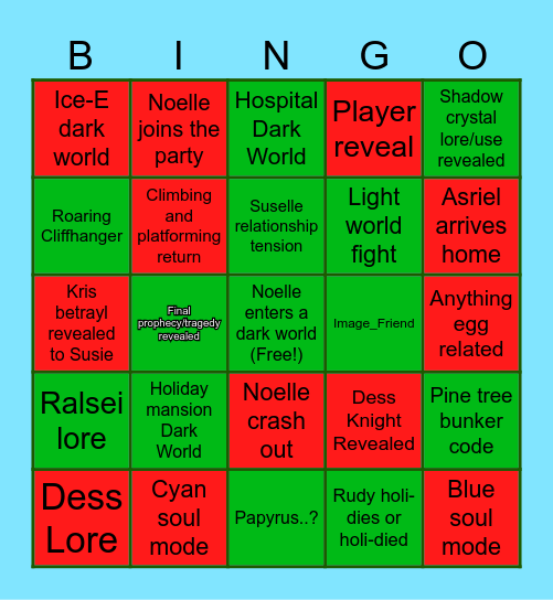 Deltarune chapter 6 bingo Card