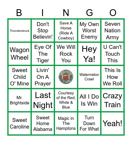 TAILGATE Bingo Card