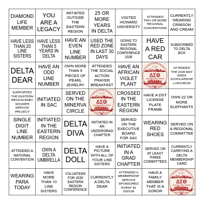 DELTA  BINGO Card