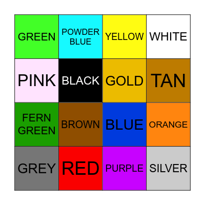 Color Bingo Card
