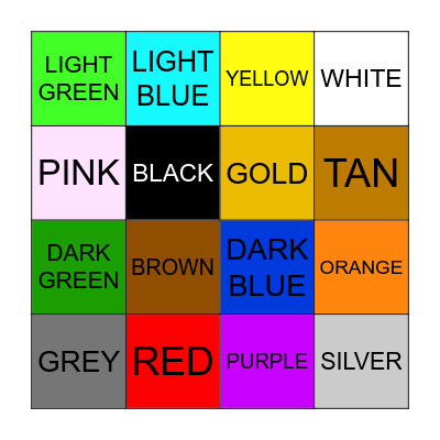 Color Bingo Card