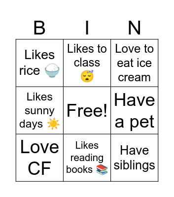 SU Bingo Card