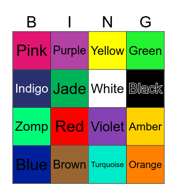 Colors Bingo Card