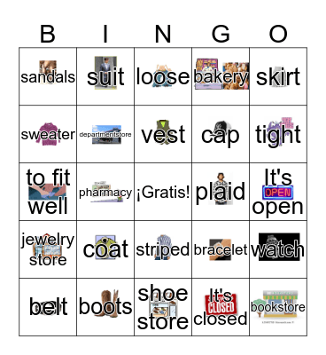 Vocabulario 3.1 - Español II Bingo Card