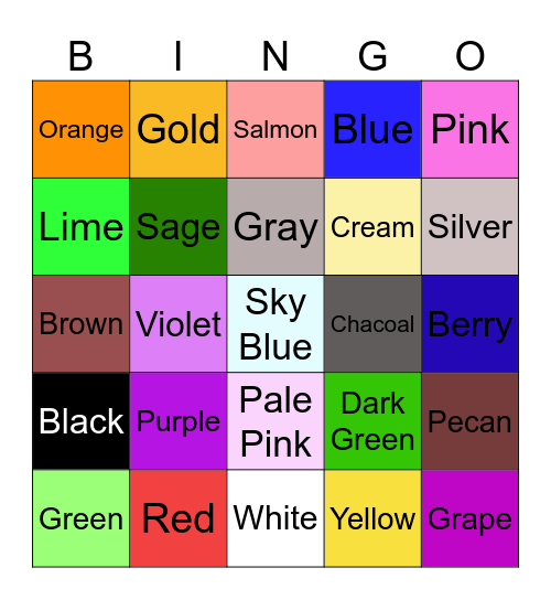 Color Bingo Card