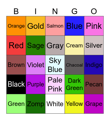 Color Bingo Card