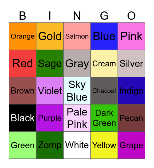 Color Bingo Card