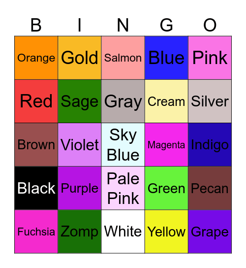 Color Bingo Card
