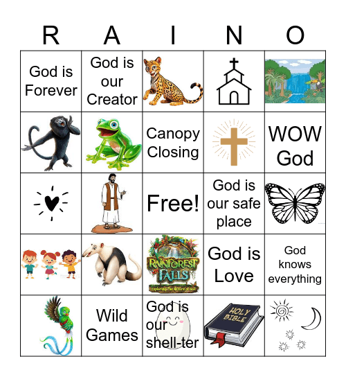 Rainforest Falls - VBS Bingo Card