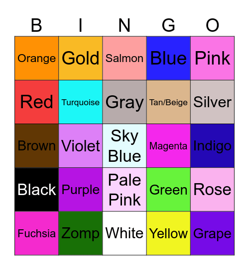 Color Bingo Card
