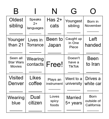 Untitled Bingo Card