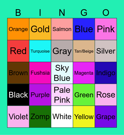 Color Bingo Card