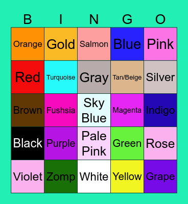 Color Bingo Card