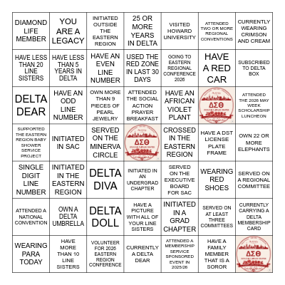 DELTA  BINGO Card