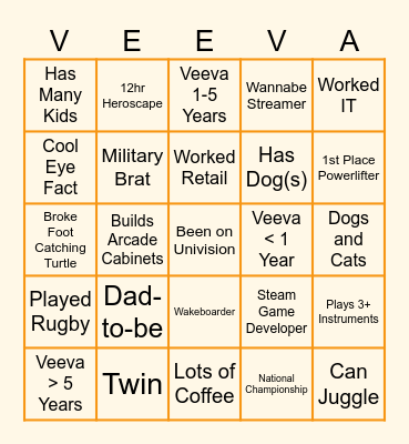 Migration x Tooling Offsite Ice Breaker Bingo Card
