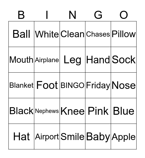 Food Bingo Card